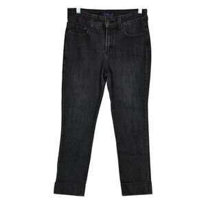NYDJ Black Cuffed Crop Jeans Size 2 Lift Tuck Stretch Outdoor Basic Casual Party